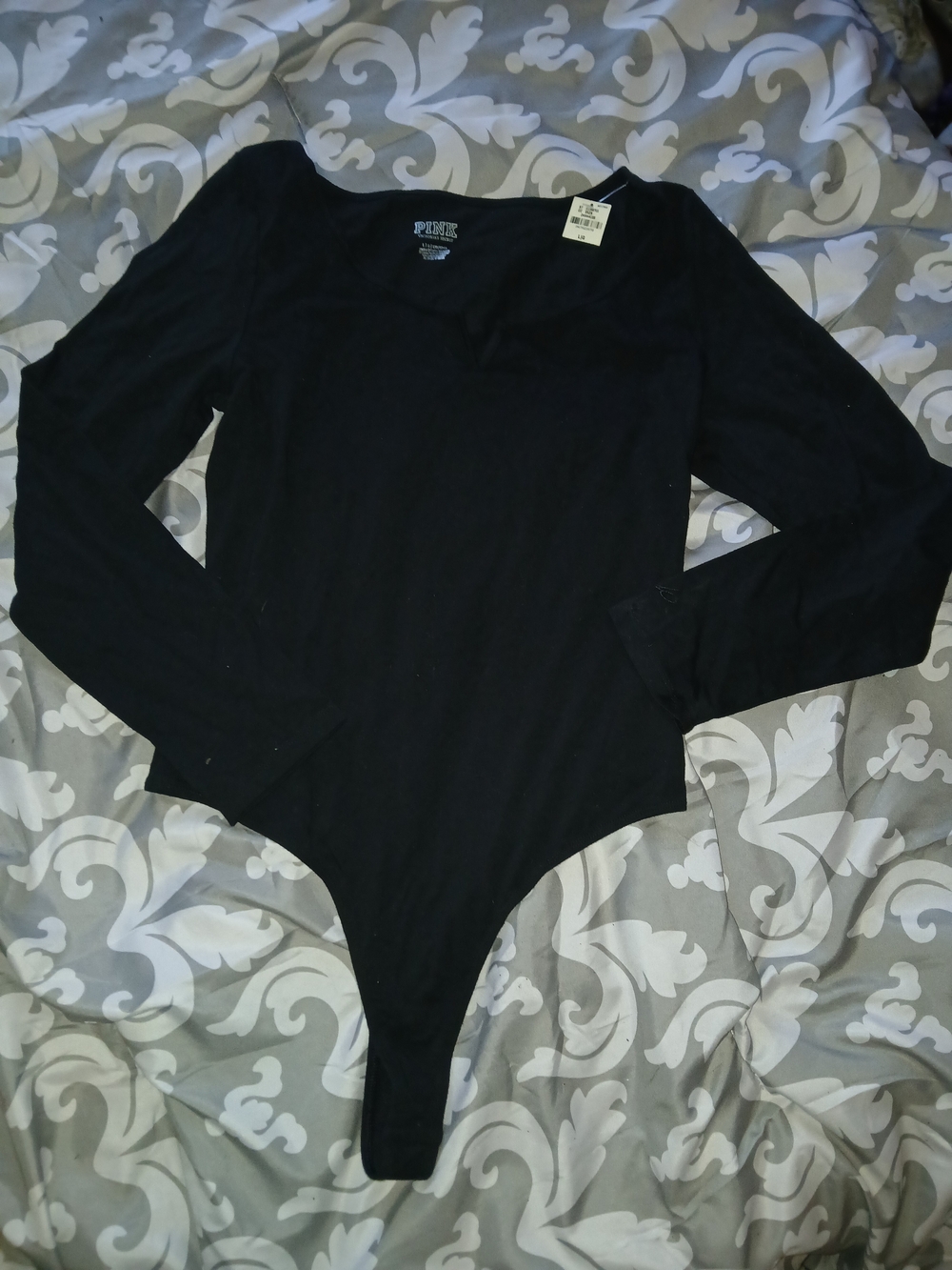 Black Long Sleeve Bodysuit Vs Pink
